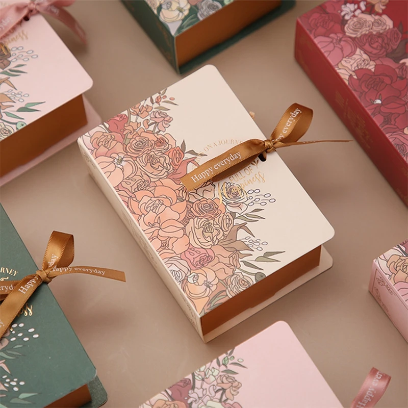 

5pcs Book Shape Candy Boxes Creative Paper Bags DIY Gift Box for Christmas Wedding Birthday Party Decorations Box with Ribbon