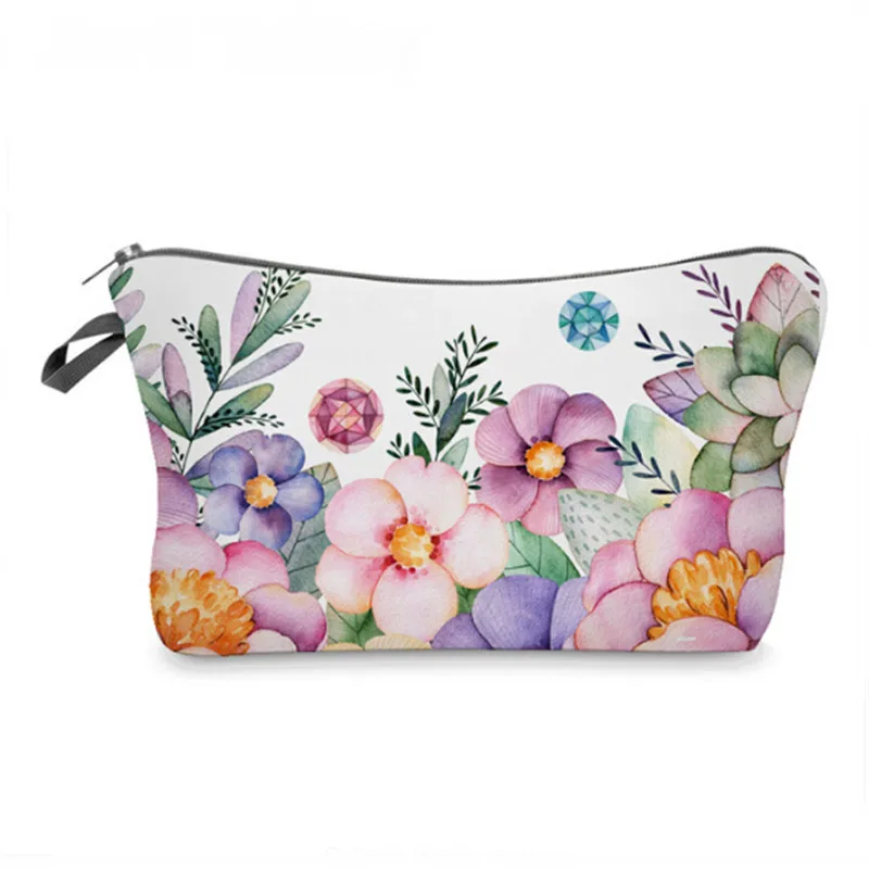 

Cosmetic Organizer Bag Make Up Flowers 3D Printing Toiletry Bag Fashion Women Shower Small Pouch Beutycase Travel Makeup Case