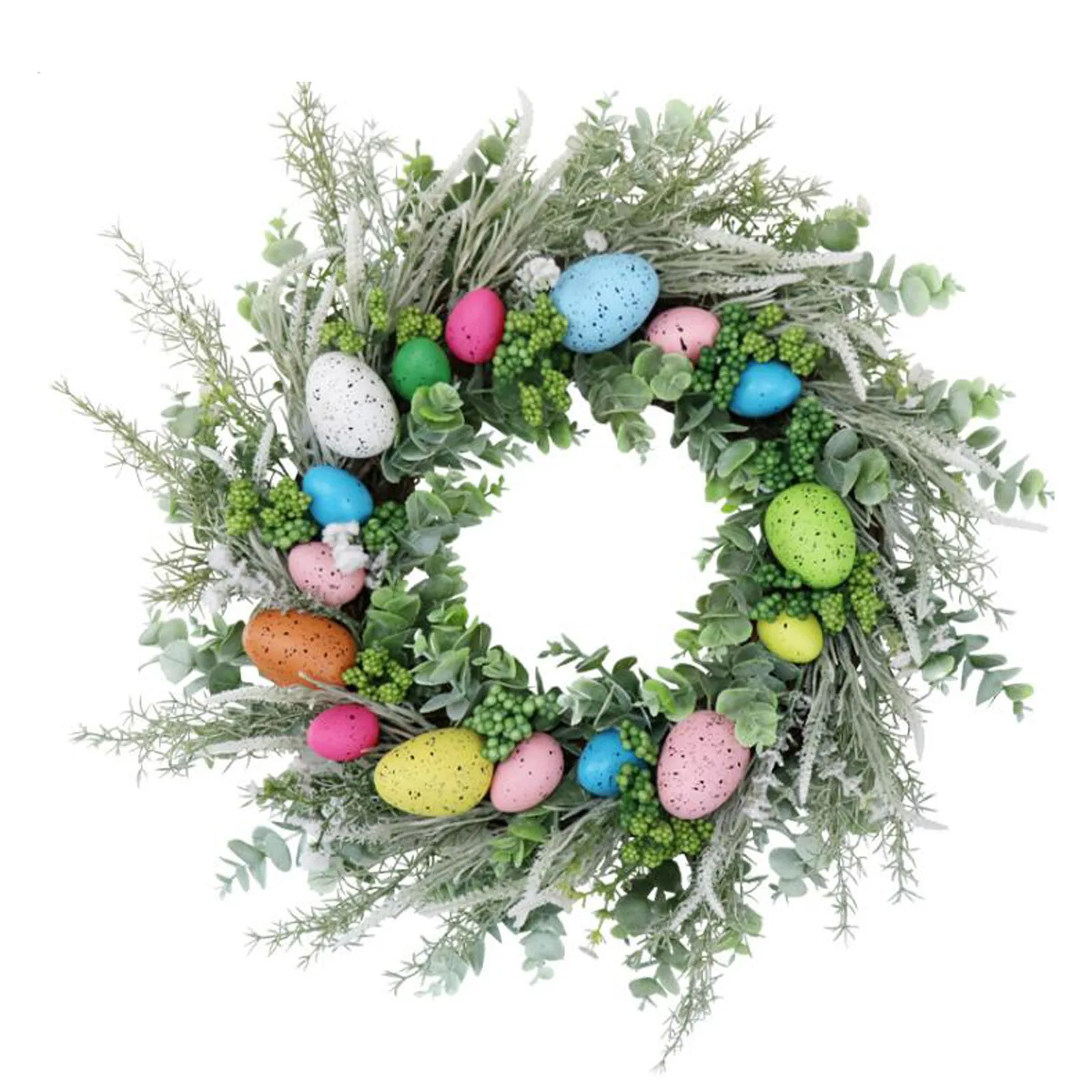 

Wreath For Door Hanging Garland Wall Decoration 50CM Foam Linen Material Easter 50Cm Size Artificial Eggs Flowers