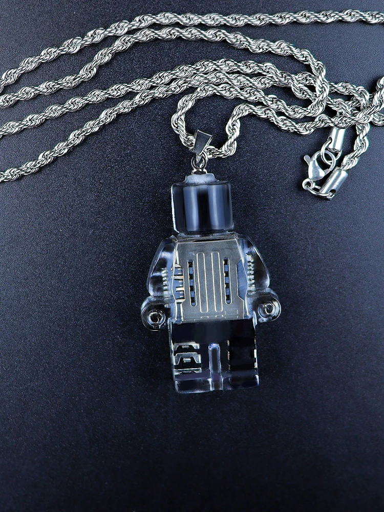 

Trendy Niche Gifts Sweater Necklace Boys And Girls Pendant Friends Couple Rock Robot Personality Cool Simple Alternative