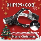 Рождественский налобный фонарь Super XHP199, перезаряжаемый налобный фонарь, мощный налобный фонарь светильник hp160, водонепроницаемый светодиодный налобный фонарь с USB, 18650