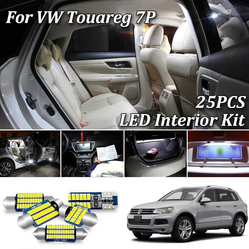25 шт. белый безотказный Canbus для VW Volkswagen Touareg 2 7P светодиодный Внутренний дверной