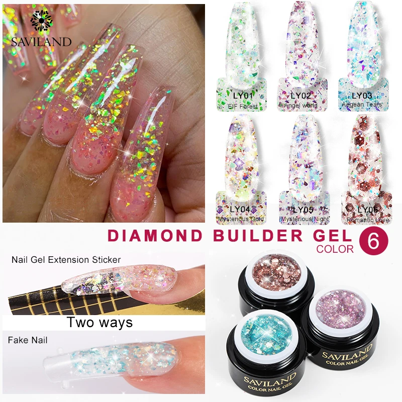 SAVILAND Алмазный УФ гель строитель супер блестящий впитывающий быстро строительный
