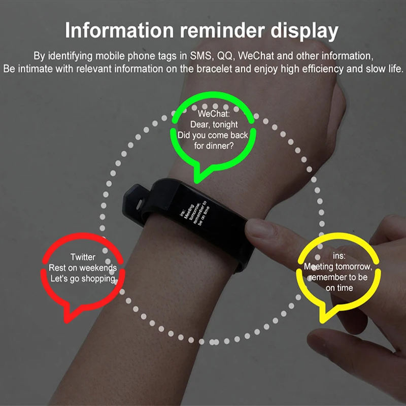 

115Plus Smart Band Heart Rate Blood Pressure Monitor 115 Plus Smart Watch Fitness Tracker Smartband Wristband for IOS Android