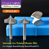 startnow 5pcs milling cutters for organic board mdf wood pvc cnc tool router engraving bit end mills pointed router bits
