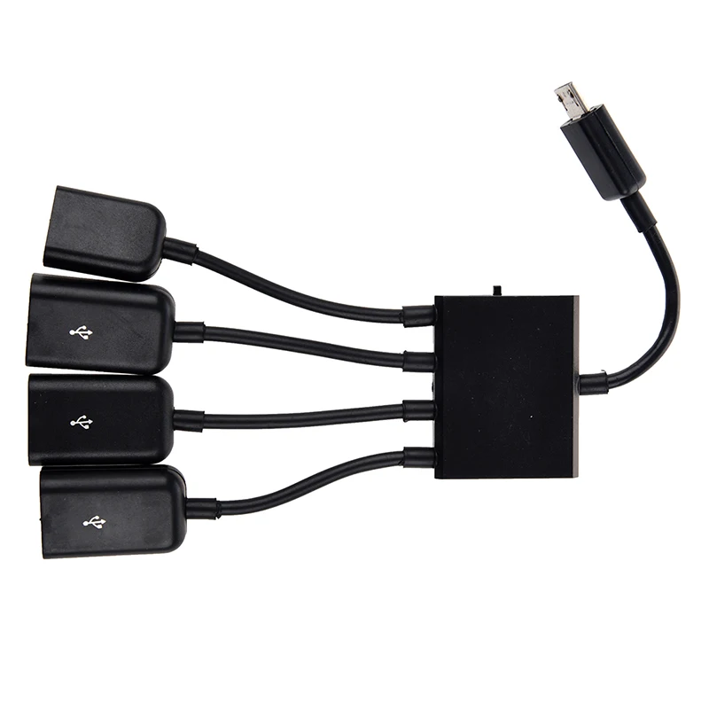 Черный USB 4-портовый микро Мощность грузовой концентратор OTG кабель адаптера |