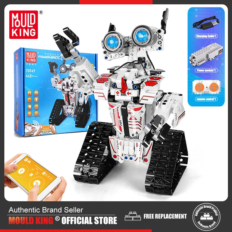 

Молд KING 15049, креативные игрушки для мальчиков, высокотехнологичное приложение RC, Электрический Интеллектуальный робот, строительные блоки, ...
