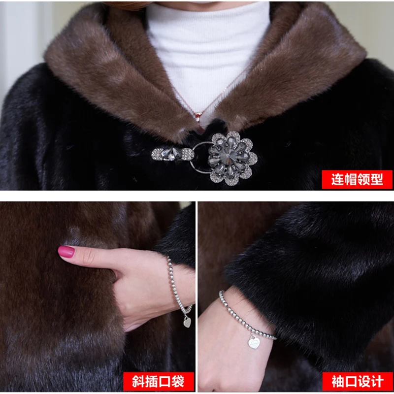 

2021 High-quality fur down coat winter new mid-length loose thin plus size mink parka coats women overcoat