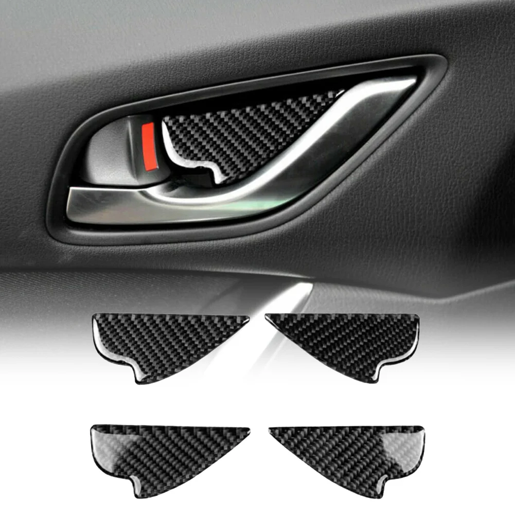 

Parts Door Handle Bowl Cover Trim Carbon Fiber Black Decor Accessoires