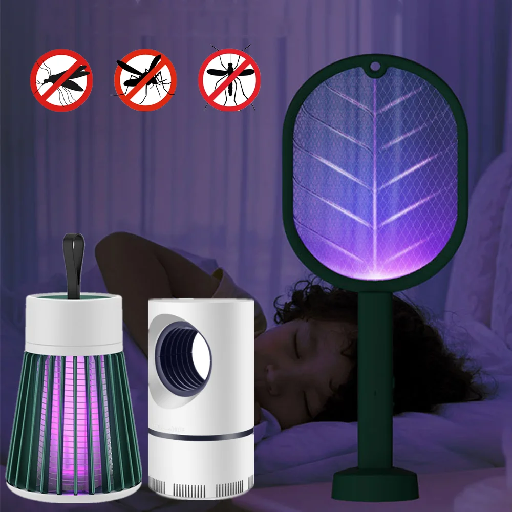 

Ultraviolet mosquito lamp USB night light rechargeable 2 in 1 mosquito lamp insect trap electric mosquito swatter Dropshipping