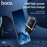 hoco 18w qc3 0 2 0 fast charging eu adapter for samsung s20 s21 a51 a71 3a quick mobile phone usb charger for huawei p40 p50 pro