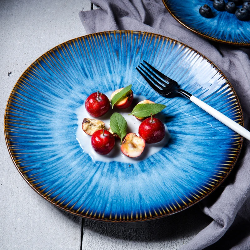 Спагетти Еда стейк ужинная тарелка Керамика пигментированные Grand круглые бусины