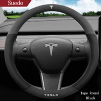 italy suede steering wheel cover protective cover for tesla mode 3 s x y steering wheel decoration accessories