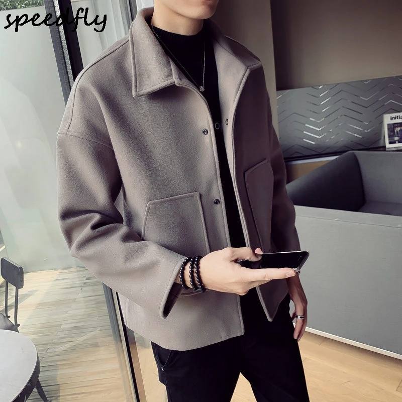 

Legible Winter Wool Jacket Men's High-quality Wool Coat Men Casual Slim Short Wool Coat Men's Solid Jackets