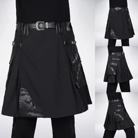 scottish mens kilt traditional skirt belt pleated bilateral chain brown gothic punk scottish tartan trousers skirts 2021