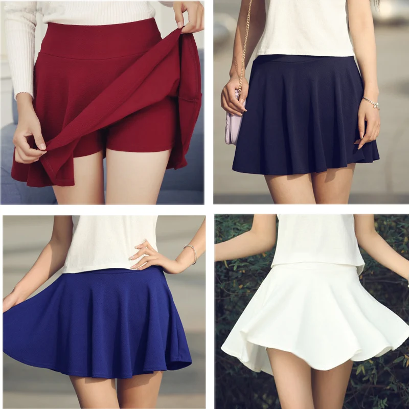 Женская юбка-зонтик из пузырчатой хлопковой ткани красная короткая с высокой