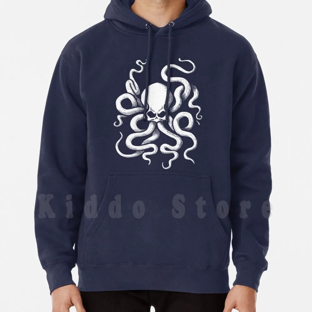 

Толстовка Skulltopus 2 с длинным рукавом, Череп, осьминог, странный суперреалистичный гейк, графическая щупальца, щупальца, кальмар, скелет