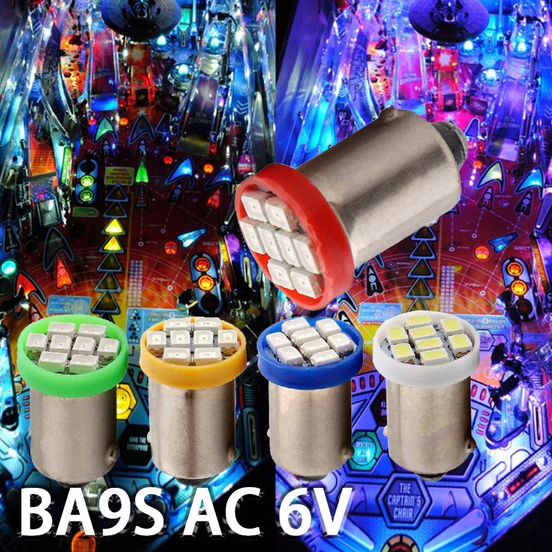 100 шт. Ba9s 44 47 T11 T4W Bayonet AC 6 в/6 3 В 1206 3020 8SMD светодиодный ная лампа для пинбола без