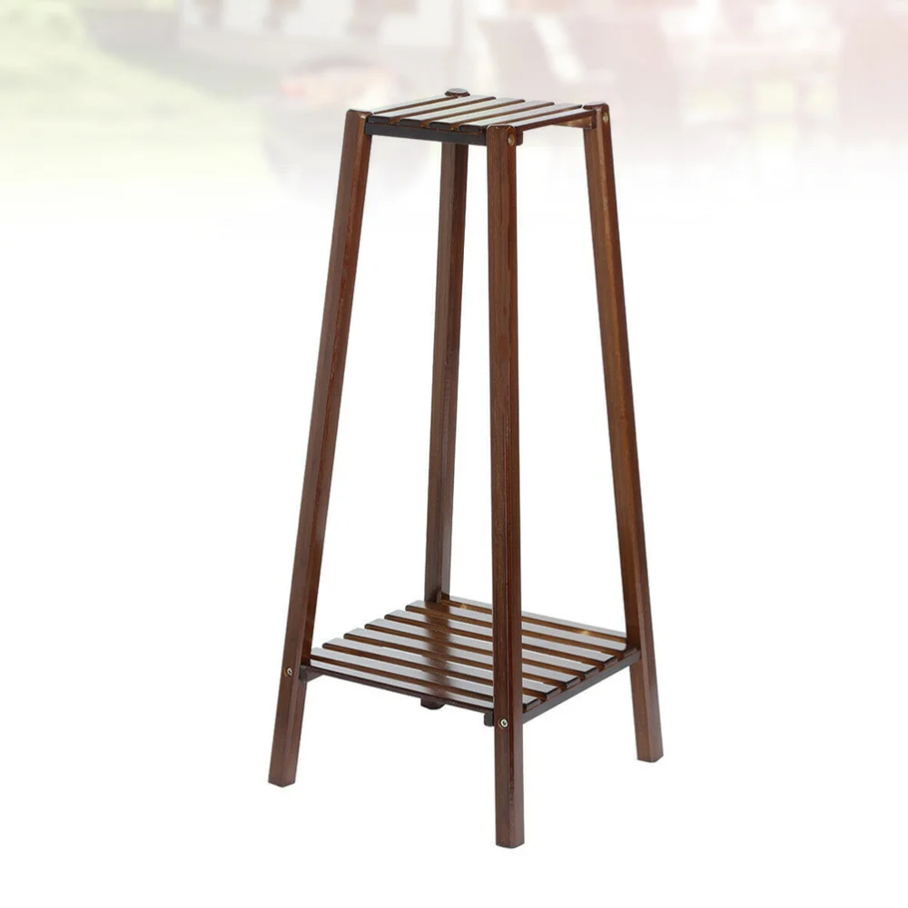 

1pc Modern Living Room Storage Shelf Indoor Flowerpot Shelf Balcony Flower Rack Double-layer Green Plant Flower Rack (Coffee)