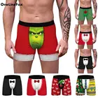 Мужские боксеры OneLineFox, рождественское нижнее белье, дышащие пикантные трусы с 3D принтом, шорты-боксеры