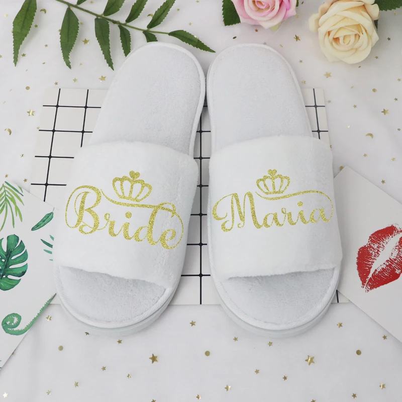 Индивидуальные свадебные тапочки с именем невесты и подружки для вечеринки
