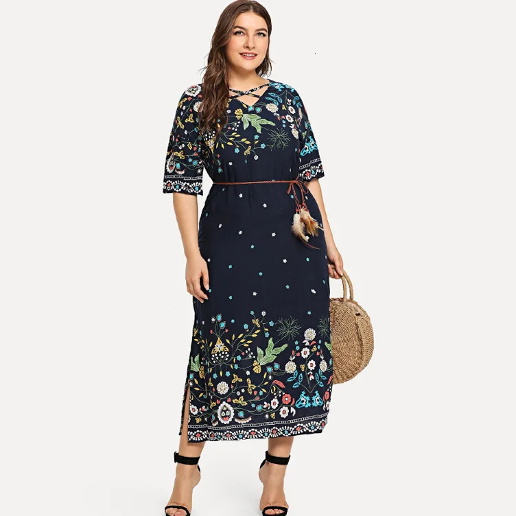 Летнее женское платье с коротким рукавом и цветочным принтом в богемном стиле