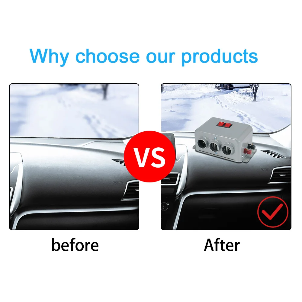 

12V/24V/48V Heater Winter Auto Truck Heating Fan Interior Warmer Windscreen Dryer Fan Car Heater Defroster 800W Dual Control