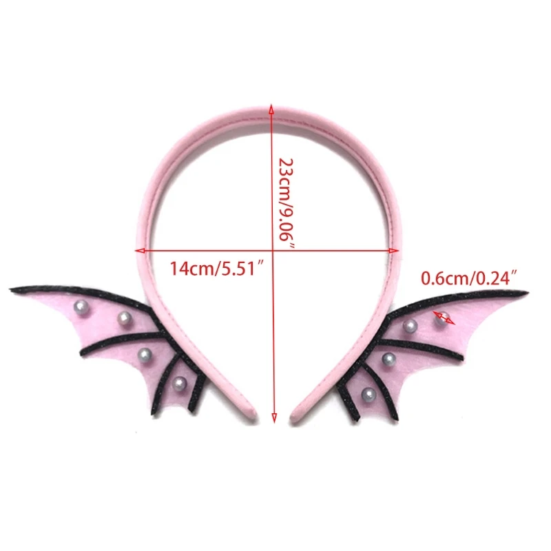 

Women Girls Halloween Elf Headband Batwings Fins Ears Fairy Hair Hoop Shiny Imitation Pearl Jewelry Festival Headpiece
