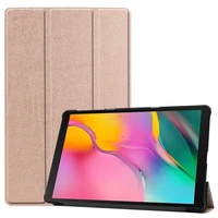 tri fold stand leather smart case for samsung galaxy tab a 10 1 2019 sm t515 solid color foldable stand protective cover holder