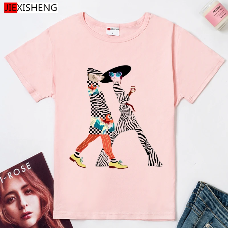 JIEXISHENG модная женская футболка с принтом Летняя Повседневная коротким рукавом 2020