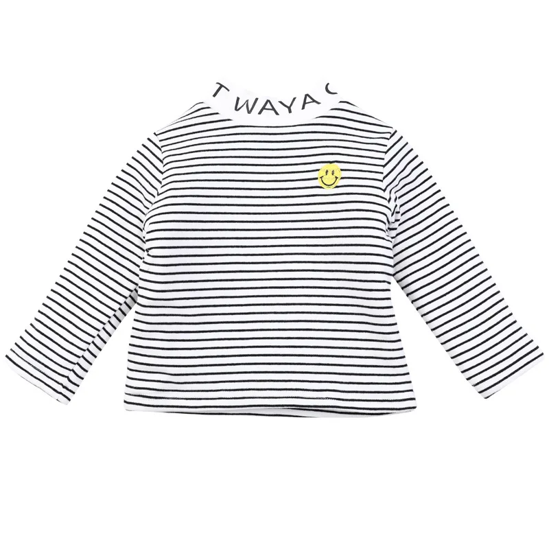 

Korean Style Girls' Fleece Striped Bottoming Shirt 2020 Winter New Baby All-Match Tops Children's Clothing Tide