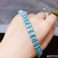 kjjeaxcmy boutique jewelry 925 sterling silver inlaid natural blue topaz womens bracelet support test trendy exquisite
