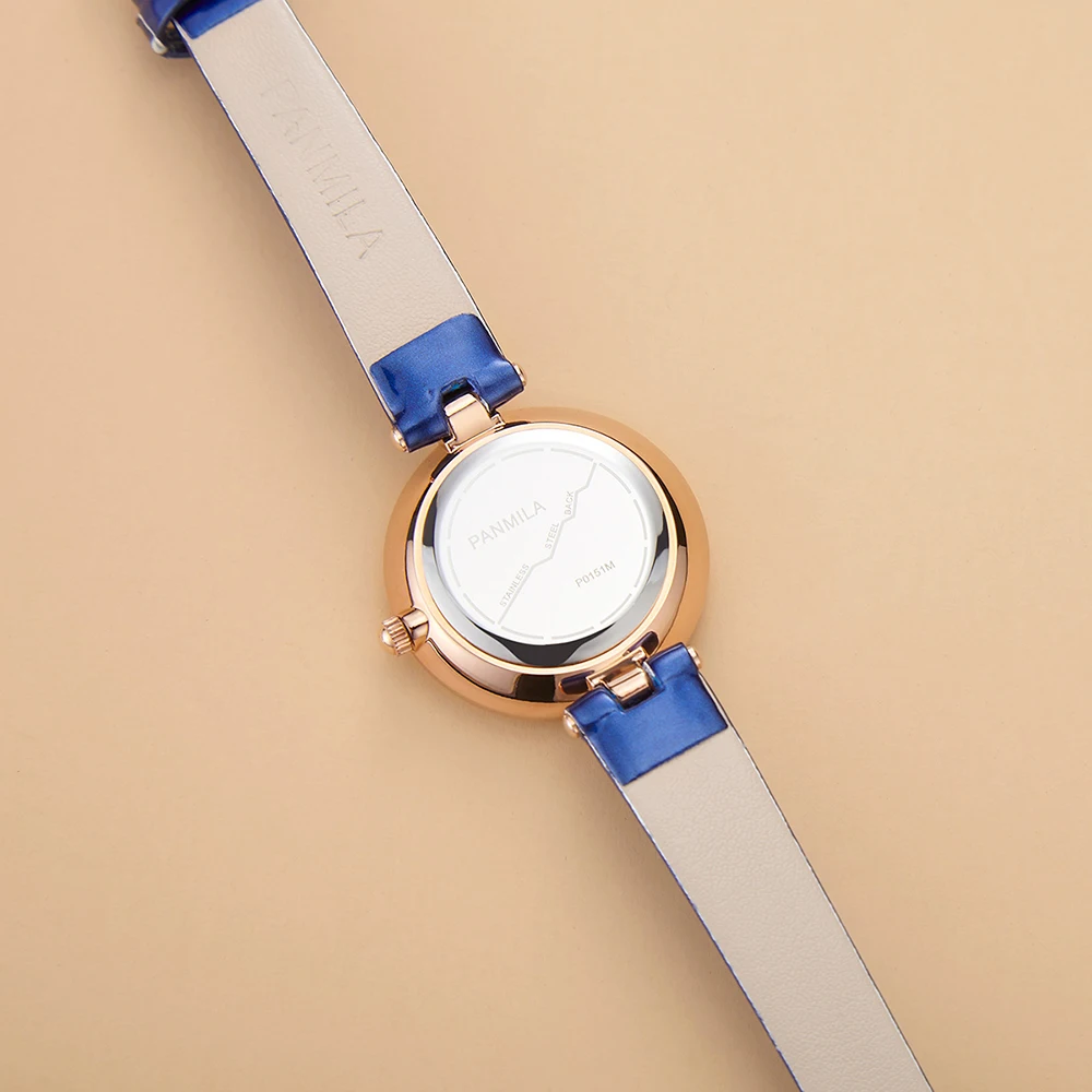 Брендовые женские часы PANMILA из искусственной кожи белого цвета наручные с