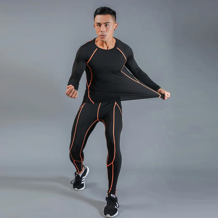 Mens Sportswear 2 pieces Workout Running Fitness Clothing Suit Sets Sports Active Mans Suits Men Exercise | Спорт и развлечения