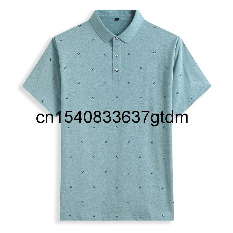 

2021 summer men's plus fat plus size short-sleeved T-shirt male fat fashion casual lapel printed short-sleeved T-shirt