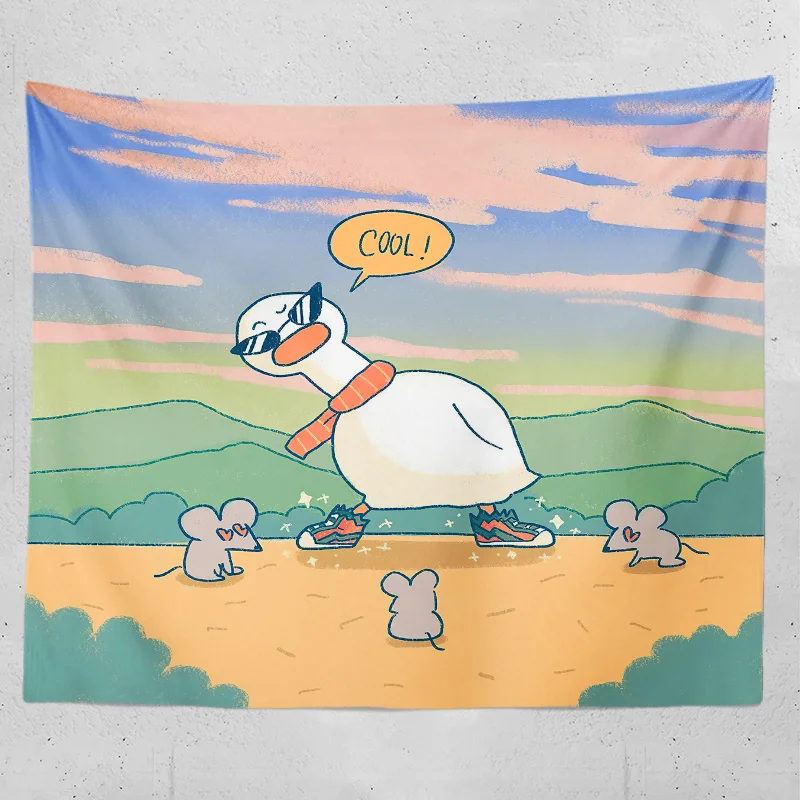 

Cute Duck Background Cloth Kawaii Room Decor Cartoon Girl Aesthetic Room Decor Tapestry Tarot Cards Decoration Murale Chambre