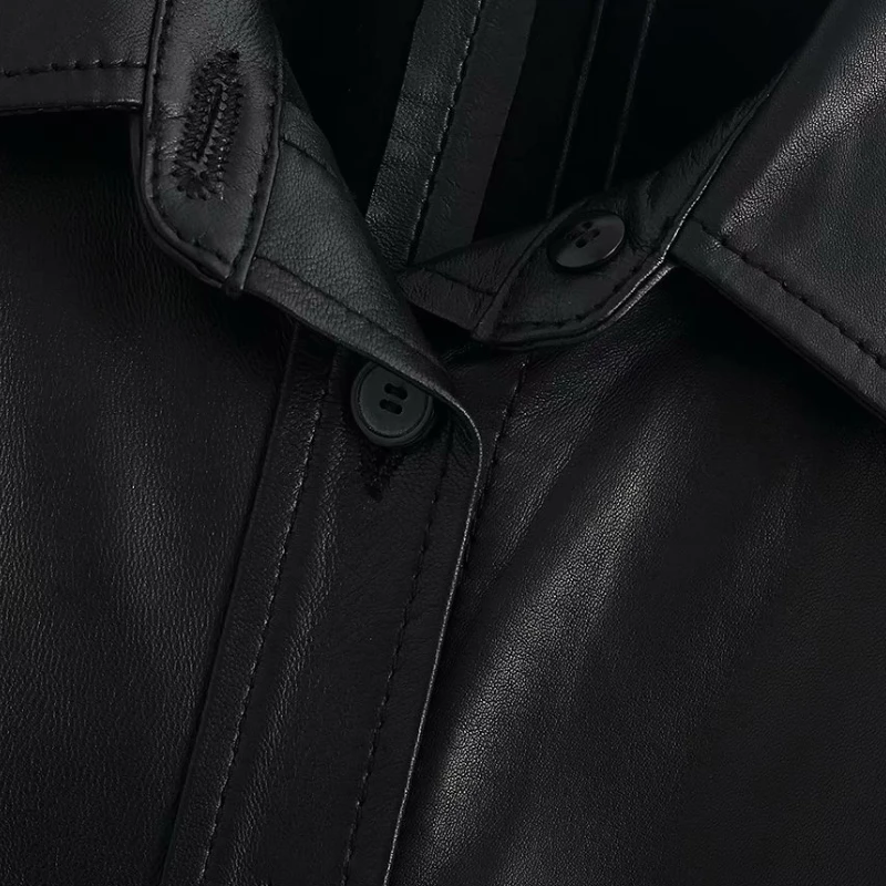 Новинка 2020 Женские винтажные рубашки с длинным рукавом из искусственной кожи