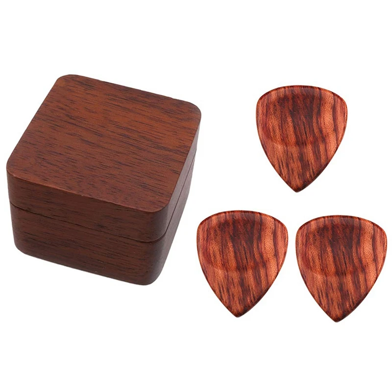 Durable Wooden Guitar Bass Plectrums with Box Musical Instrument Accessory Wood Picks Suitable for Guitars Mandolin | Спорт и