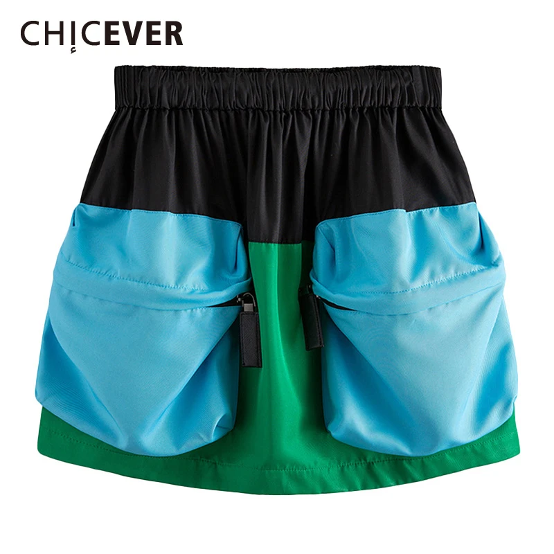 

Женская мини-юбка с высокой талией, с карманами