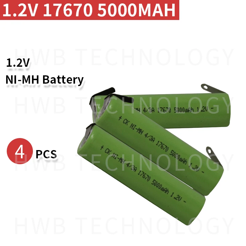 4 шт./лот новый оригинальный аккумулятор 1 2 В 17670 5000 мАч Ni-MH с Pins бесплатная