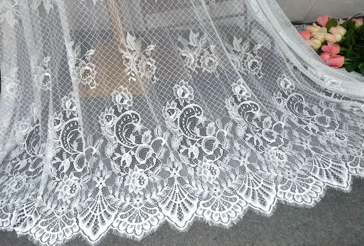 3 м/шт. Ширина 150 см черные красивые цветы жаккардовая плотная кружевная ткань с ресницами для свадебного платья текстильная кружевная ткань V2410