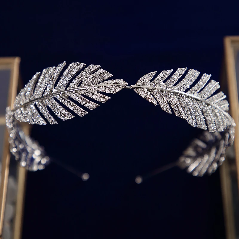 Украшения для волос с листьями тиары невесты короны кристаллами | и аксессуары