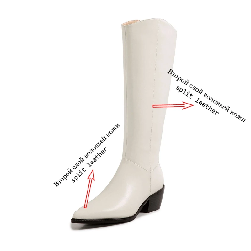 

Krazing Pot split leather pointed toe high heel western boots handmade brand shoes women fashion comfortable knee-high boots L66