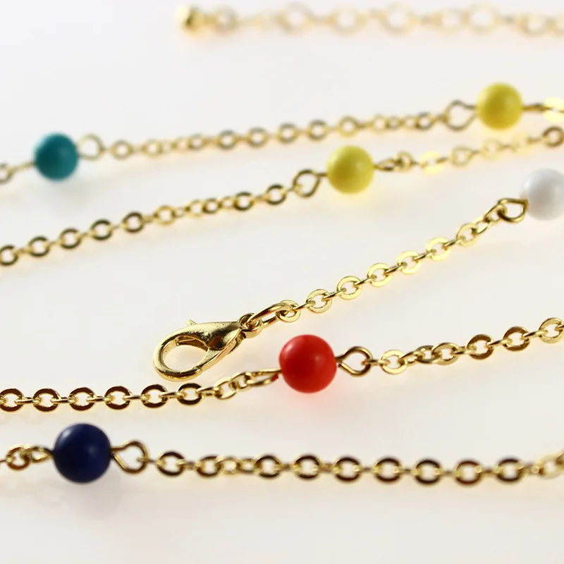 Новый летний пляжный красочный бисер Талия цепь длинное золото серебро тела