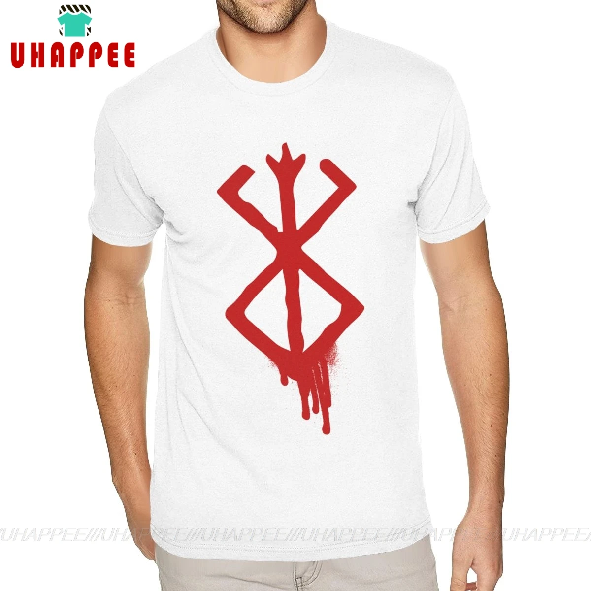 Мужская футболка с короткими рукавами белая бренда Berserk символикой жертвования