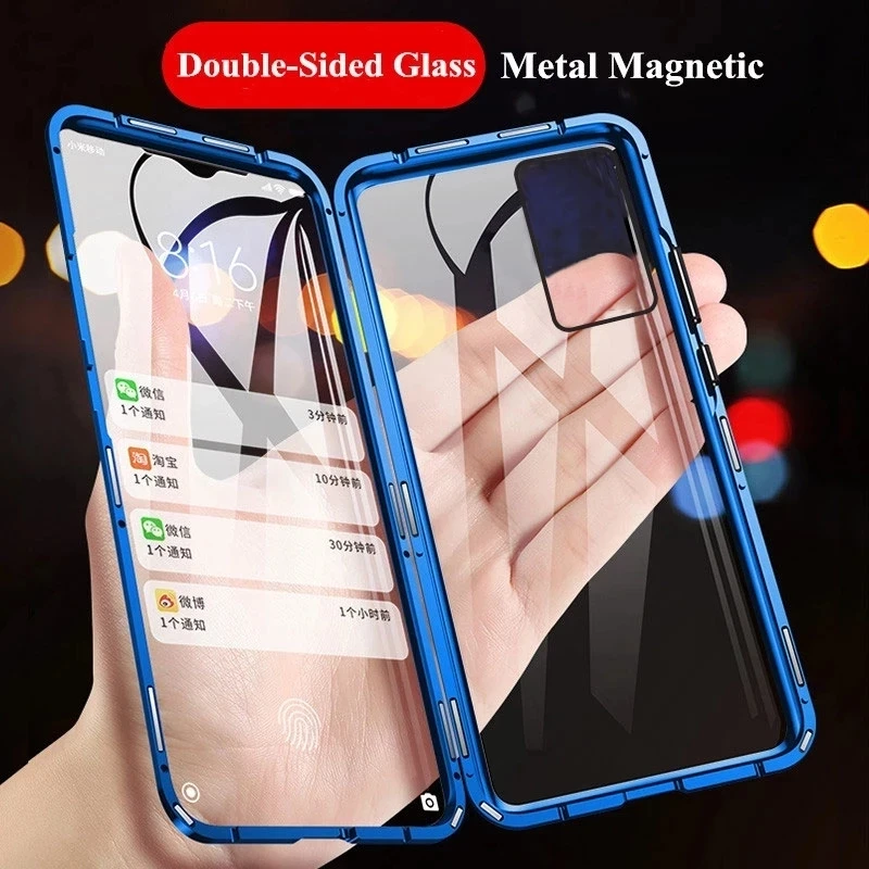 

360 Magnetic Phone Case Double Glass For OPPO A93 A92S A93S A94 A95 A74 A53S A15S A35 A55 4G 5G Fashion Shockproof Cover