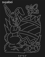 easter bunny appliques design stone hot fix rhinestone motif iron on crystal transfer patches for shirt
