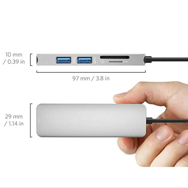 

5 in 1 Type-C Docking Station Multi Function Carbon Alloy USB 3.0 HDMI for Samsung Pro DELL Surface
