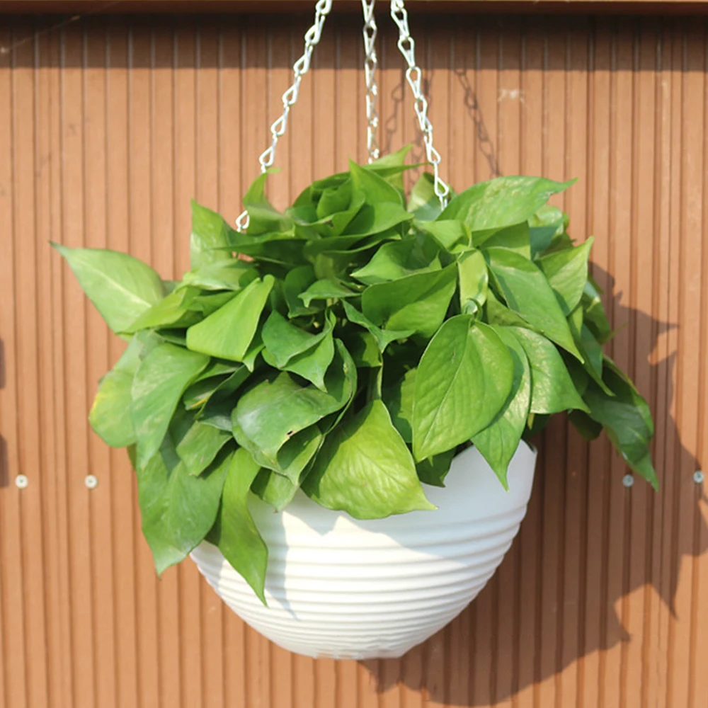 

Round Plastic hanging pot Plant Hanger Chain hanging planter Basket Flower Pot Plant Holder Home Garden Balcony Decoration