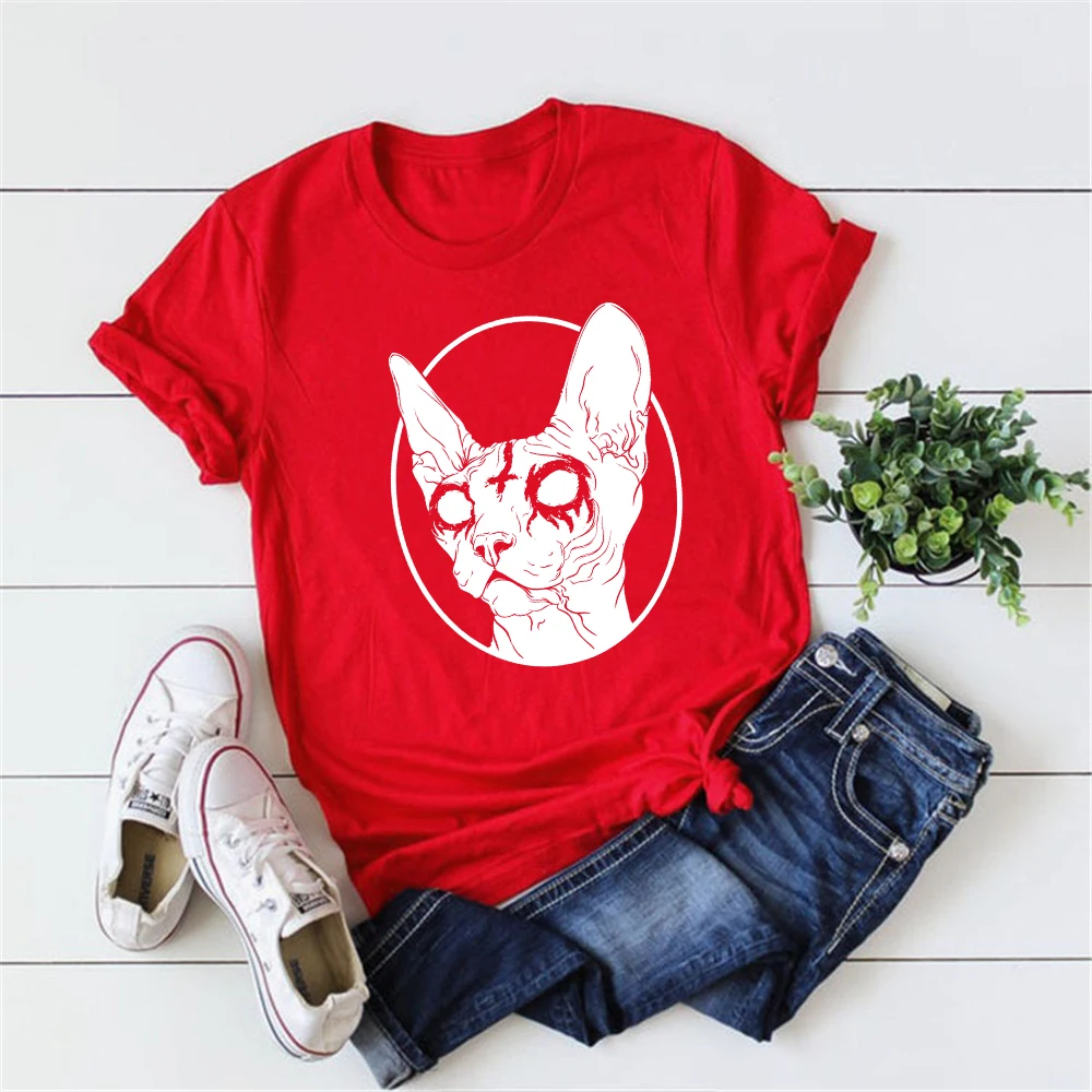 Футболка с изображением кота из Сфинкса Death Metal черная футболка в стиле готика